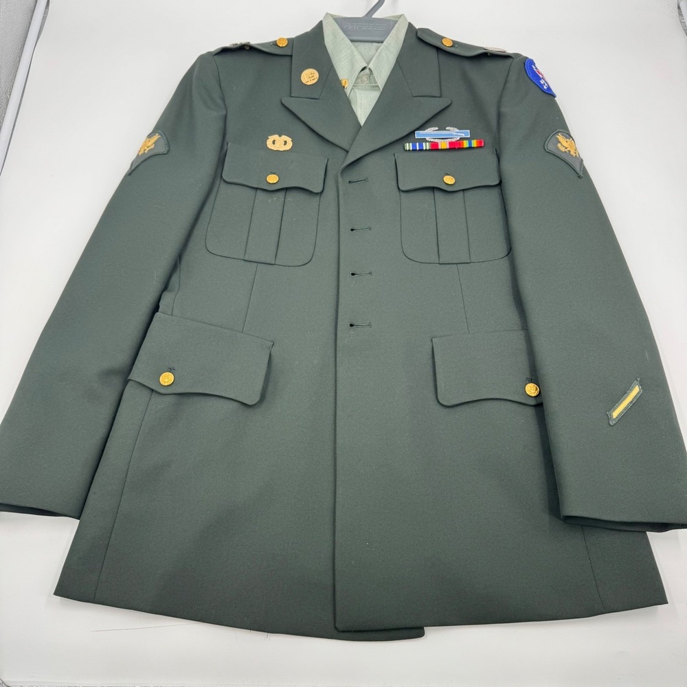 US Army Class A Green Service Uniform Coat 43R and Shirt 16x32 1990s Vintage
